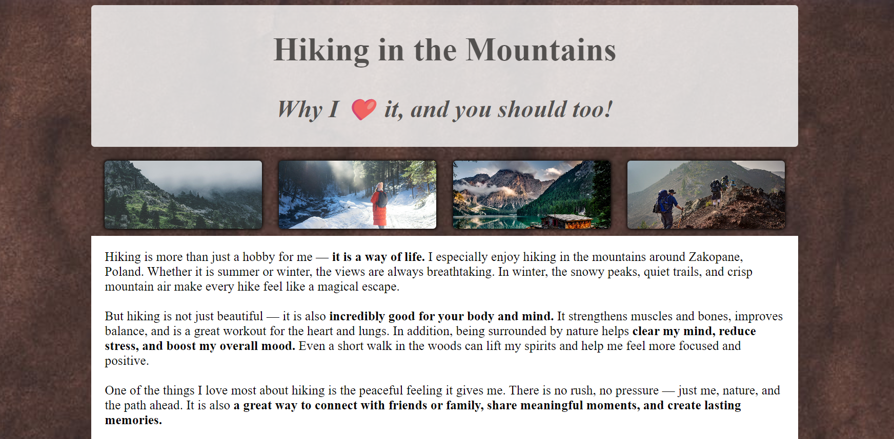 Website about hikking